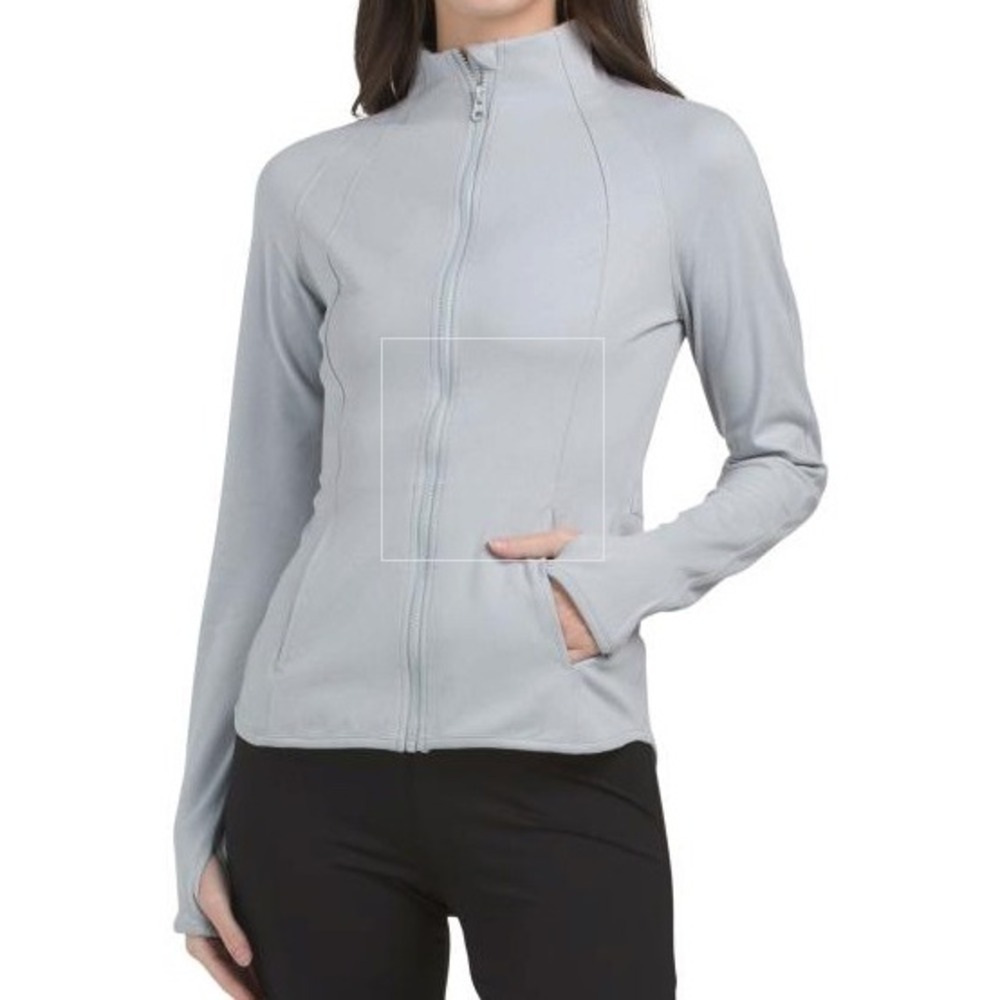 Yogalicious Lux Rebel Flare Full Zip‎ Jacket Gray Womens Large Thumbholes L
